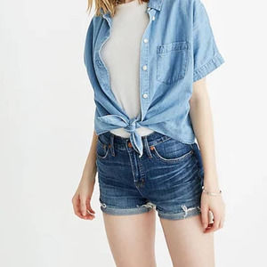 Madewell high rise denim shorts in Glenoaks wash